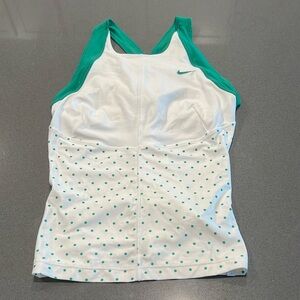 Nike White and Green Polka Dot Tank Top